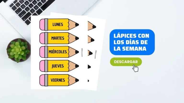 Lápices con los días de Lunes a Viernes para Decorar